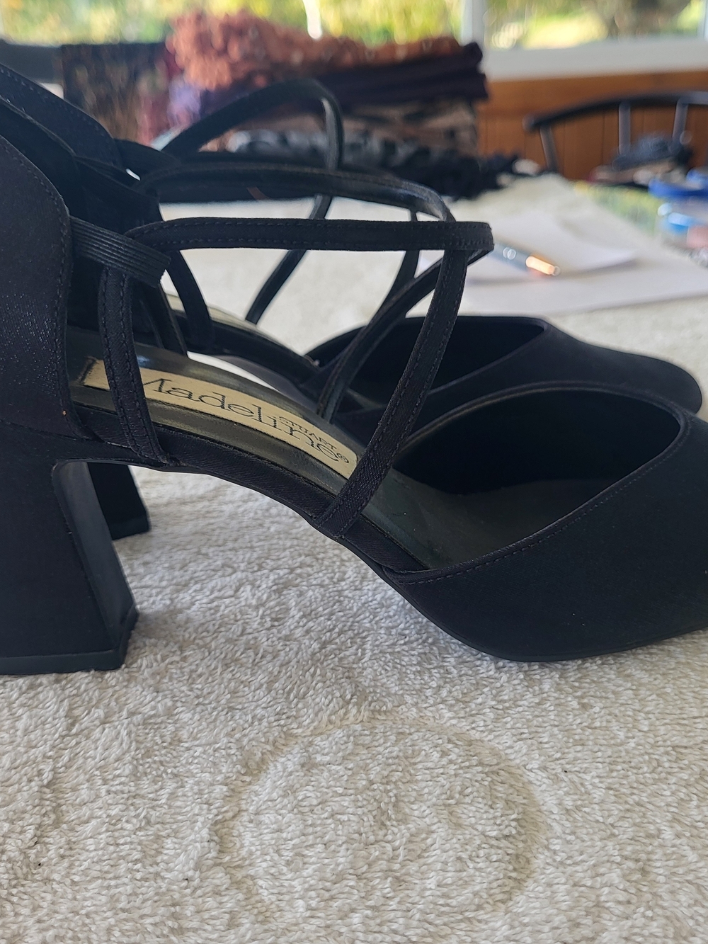 Madeline Stuart Black Strappy Block Heel Dress Shoes